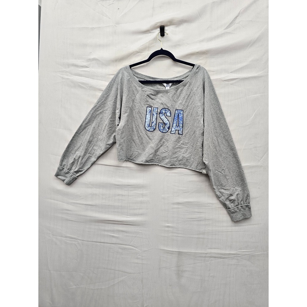 JoyLab Womens USA Graphic Pullover Gray Cotton Blend Athletic Size Medium